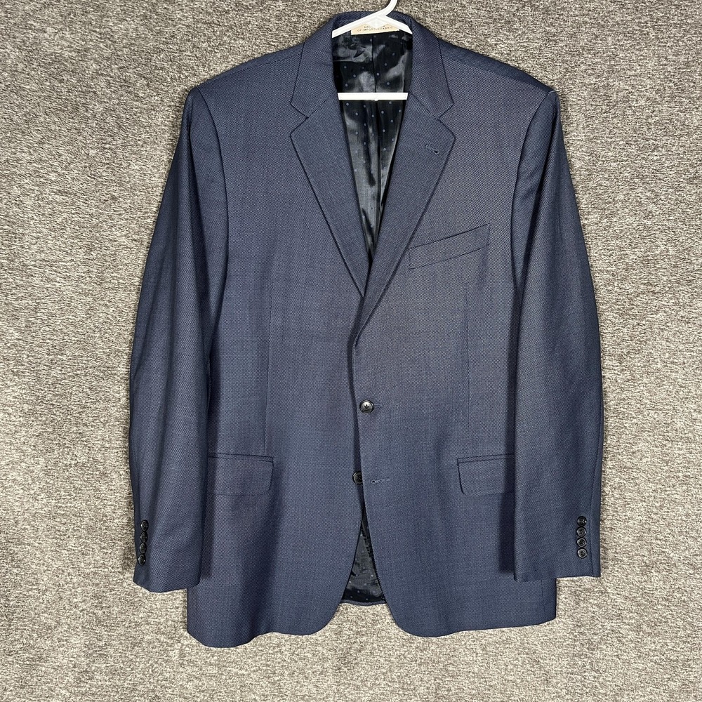 Ermenegildo Zegna Suit‎ Jacket Mens 42L Blue Wool Cloth Sport Coat Two Button